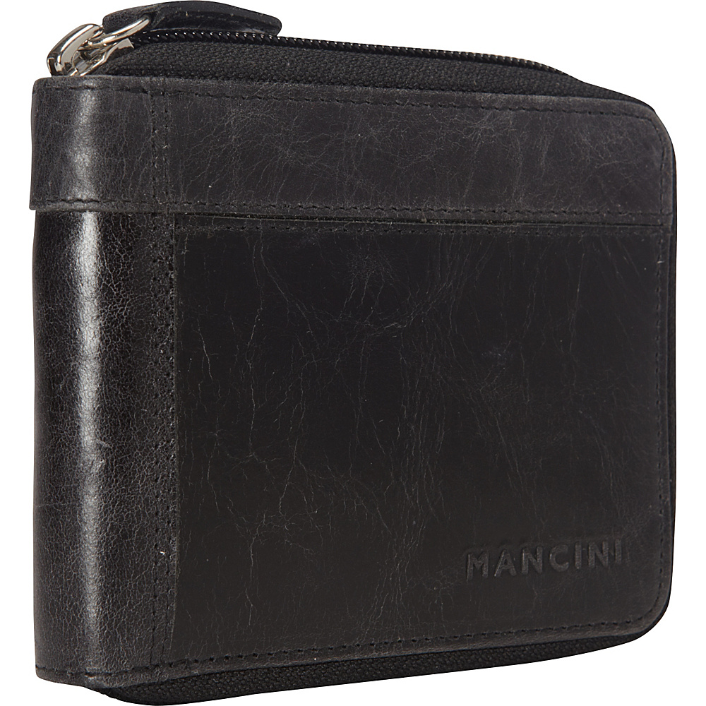 Mancini Leather Goods Mens Zippered Wallet with Removable Passcase Black Mancini Leather Goods Men s Wallets
