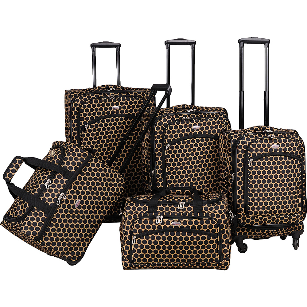 American Flyer Favo Collection 5 Pcs Luggage Set Honey Gold American Flyer Luggage Sets
