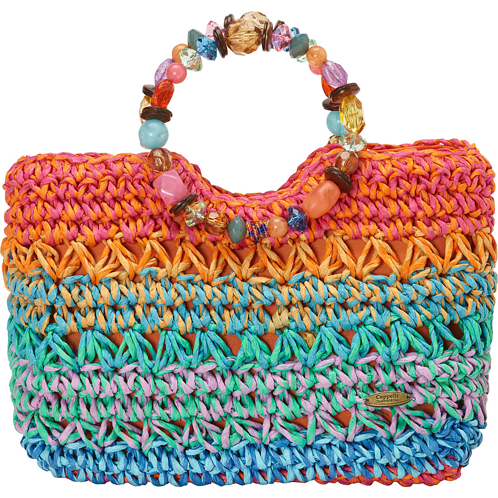 Cappelli Crochet Toyo Ring Handle Bright Cappelli Straw Handbags
