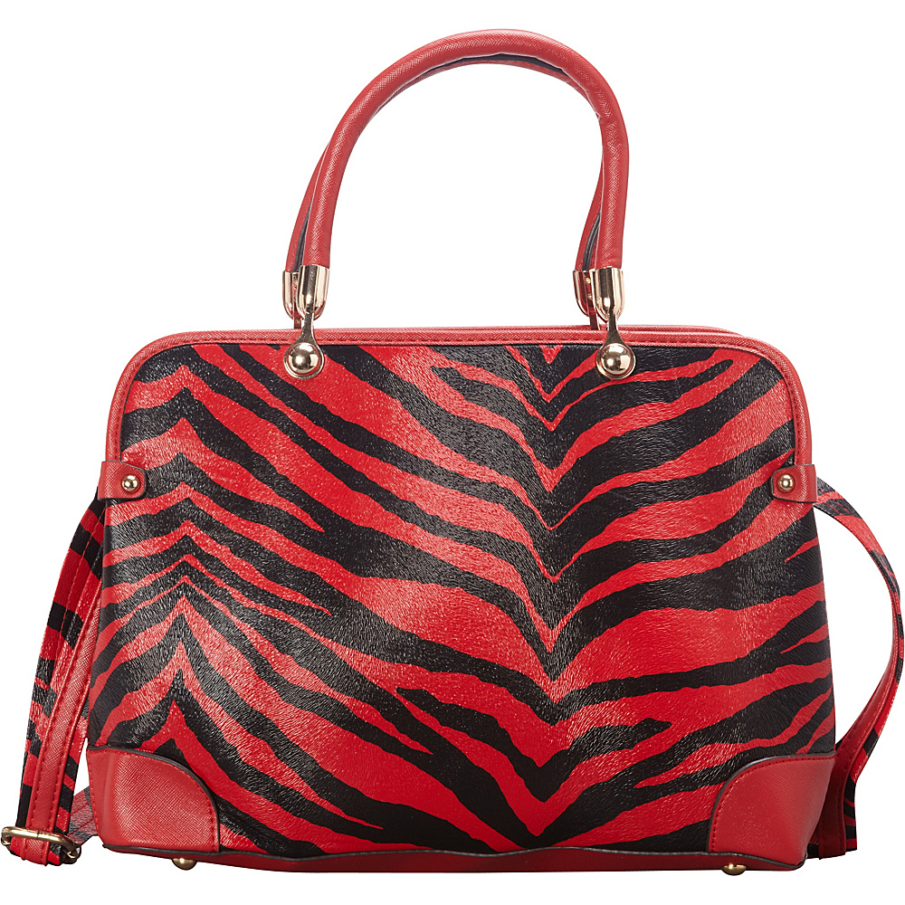 SW Global Brook Zebra Print Satchel Red SW Global Manmade Handbags