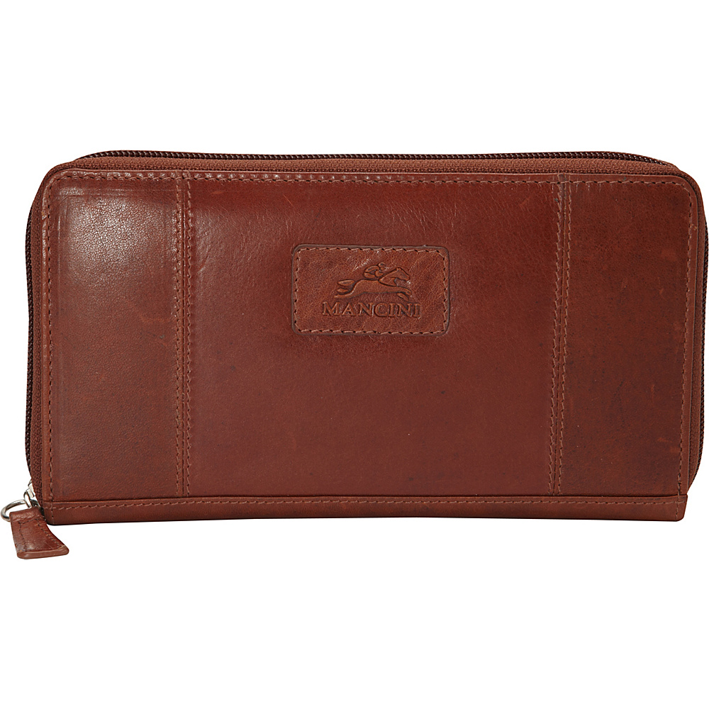 Mancini Leather Goods Ladies RFID Clutch Wallet Cognac Mancini Leather Goods Women s Wallets