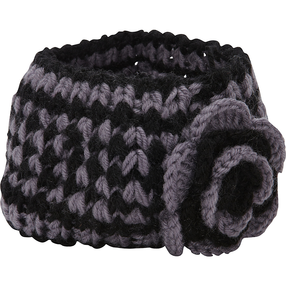 Magid Two Tone Flower Knit Head Wrap Black Magid Hats Gloves Scarves