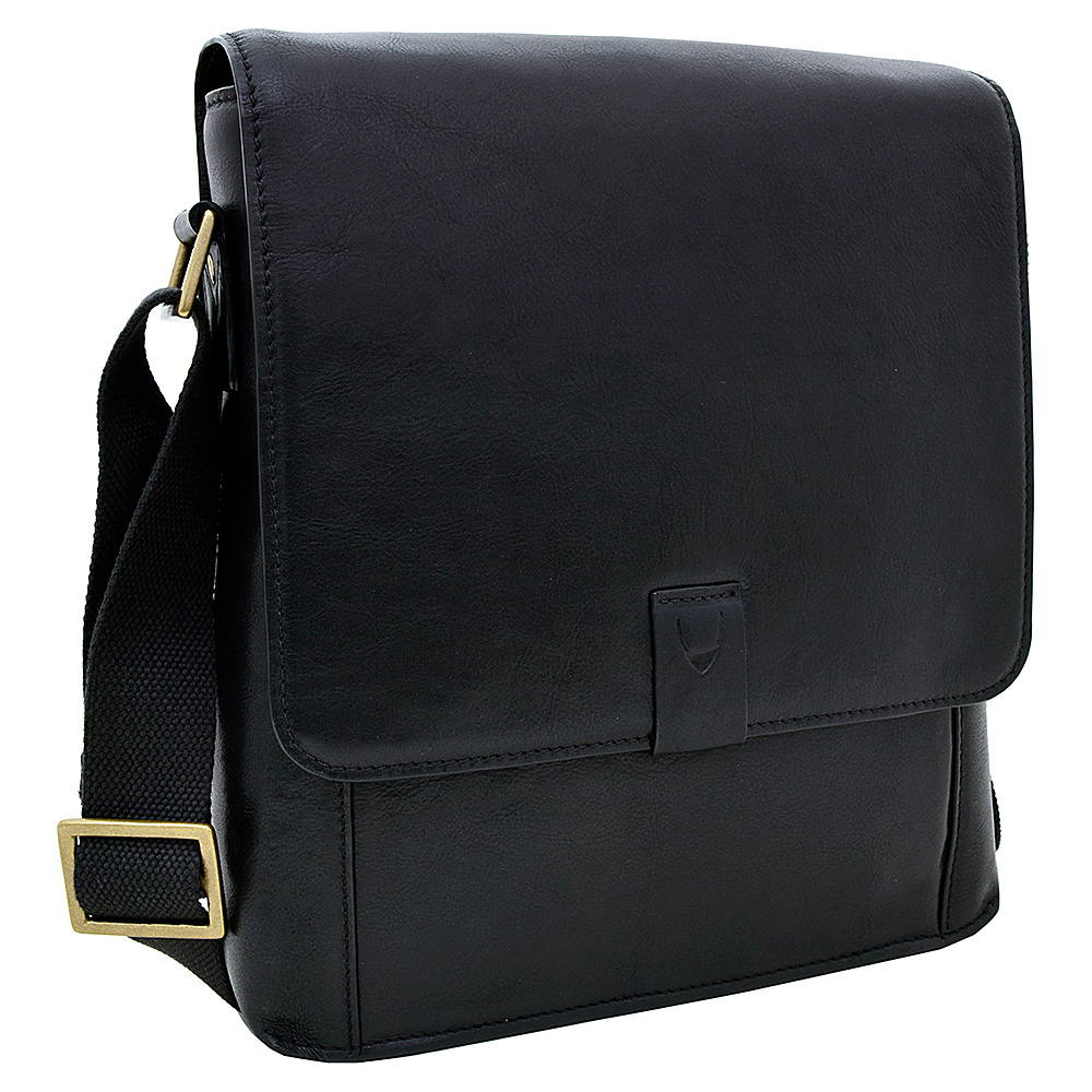 Hidesign Aiden Medium Leather Messenger Crossbody Bag Black Hidesign Messenger Bags