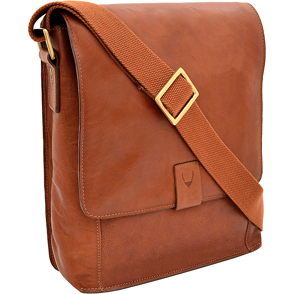 Hidesign Aiden Medium Leather Messenger Crossbody Bag Tan Hidesign Messenger Bags
