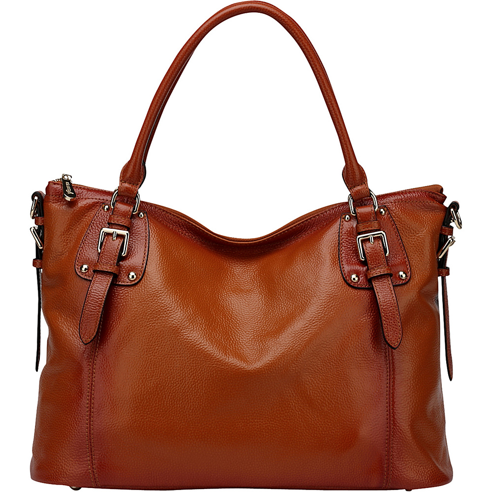 Vicenzo Leather Ryder Leather Shoulder Tote Handbag Brown Vicenzo Leather Leather Handbags