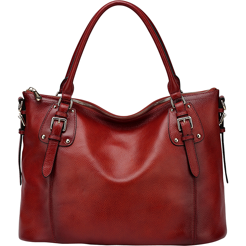 Vicenzo Leather Ryder Leather Shoulder Tote Handbag Red Vicenzo Leather Leather Handbags