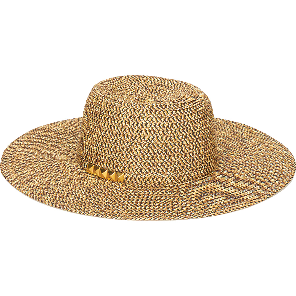 San Diego Hat Sunbrim Hat with Lurex and Gold Dome Stud Trim Black San Diego Hat Hats Gloves Scarves