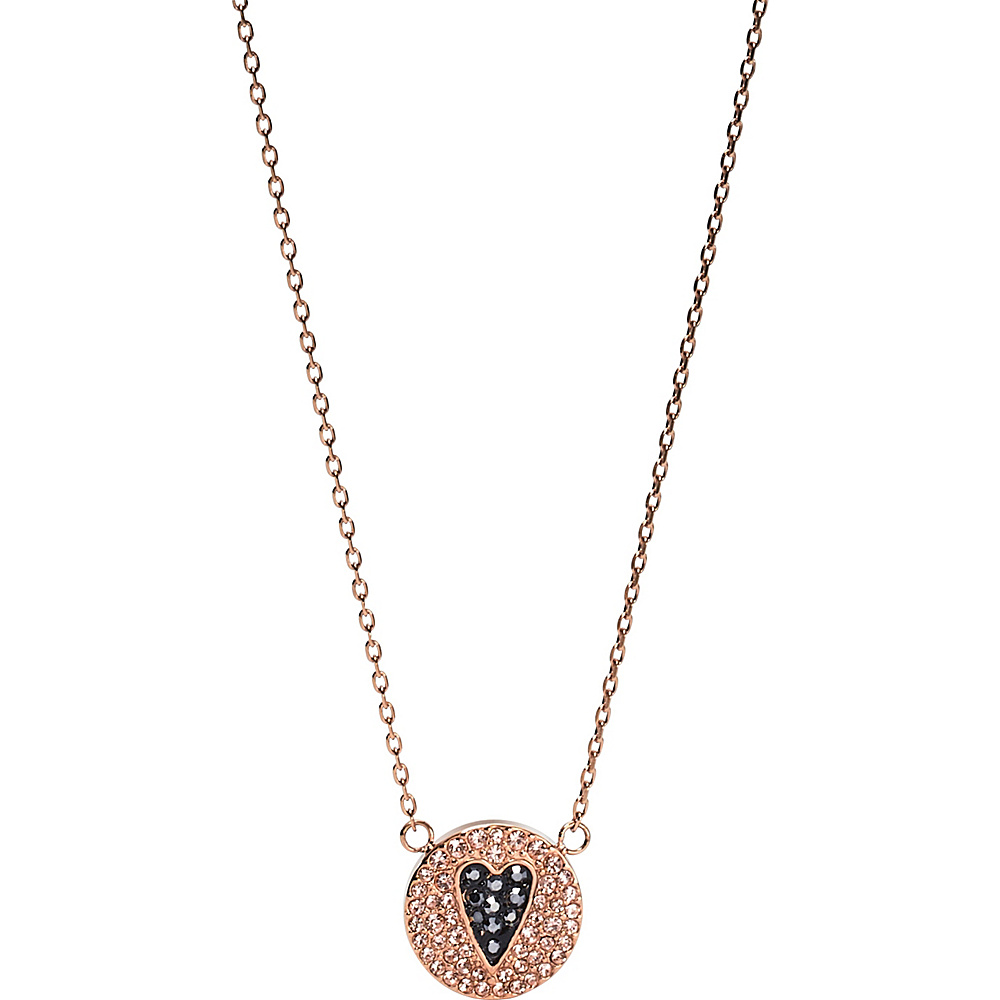 Fossil Pave Disc Heart Pendant Rose Gold Fossil Jewelry