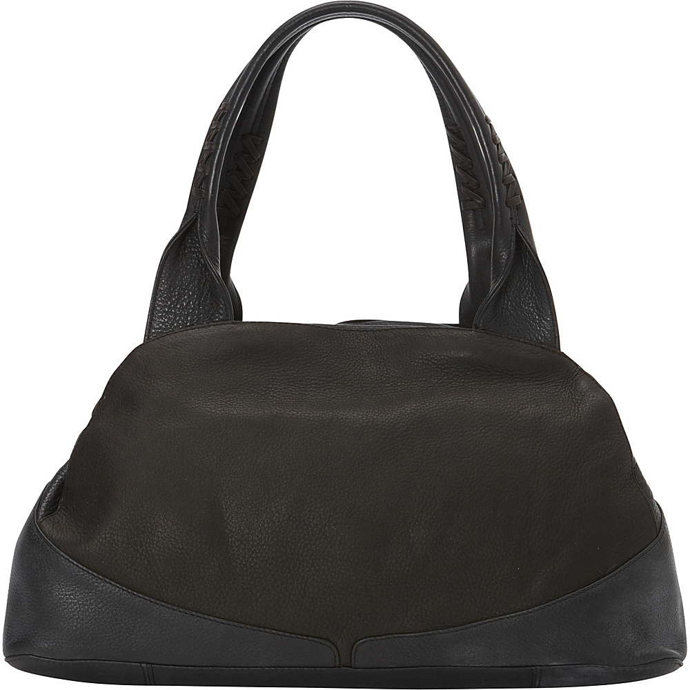Derek Alexander EW Wide Zip Opening Shoulder Bag Brown Black Derek Alexander Leather Handbags