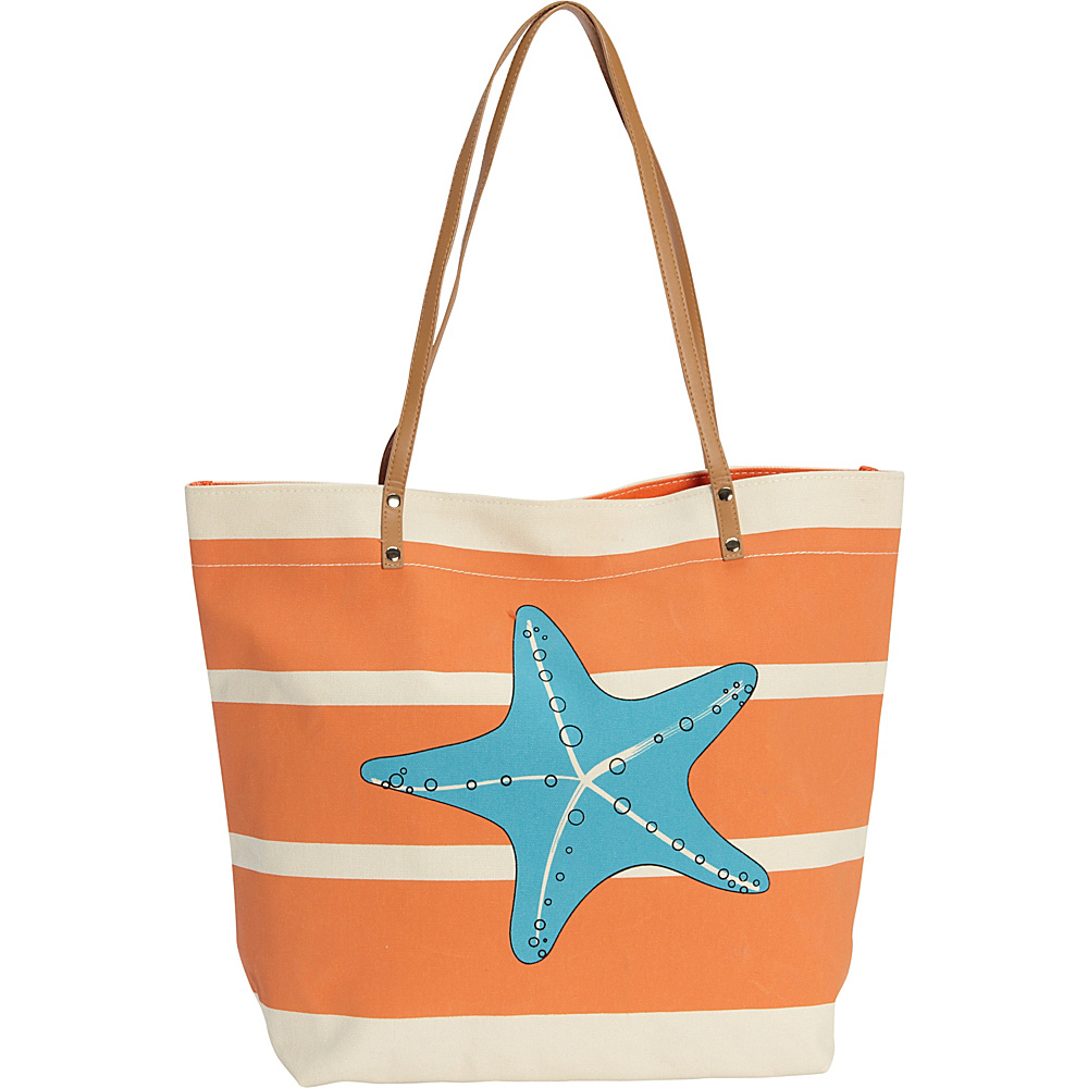 Magid Starfish Canvas Tote Natural Orange Magid Fabric Handbags