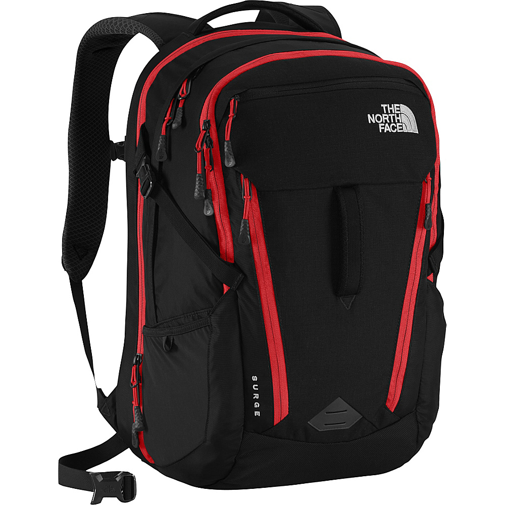 The North Face Surge Laptop Backpack TNF Black Pompeian Red The North Face Laptop Backpacks