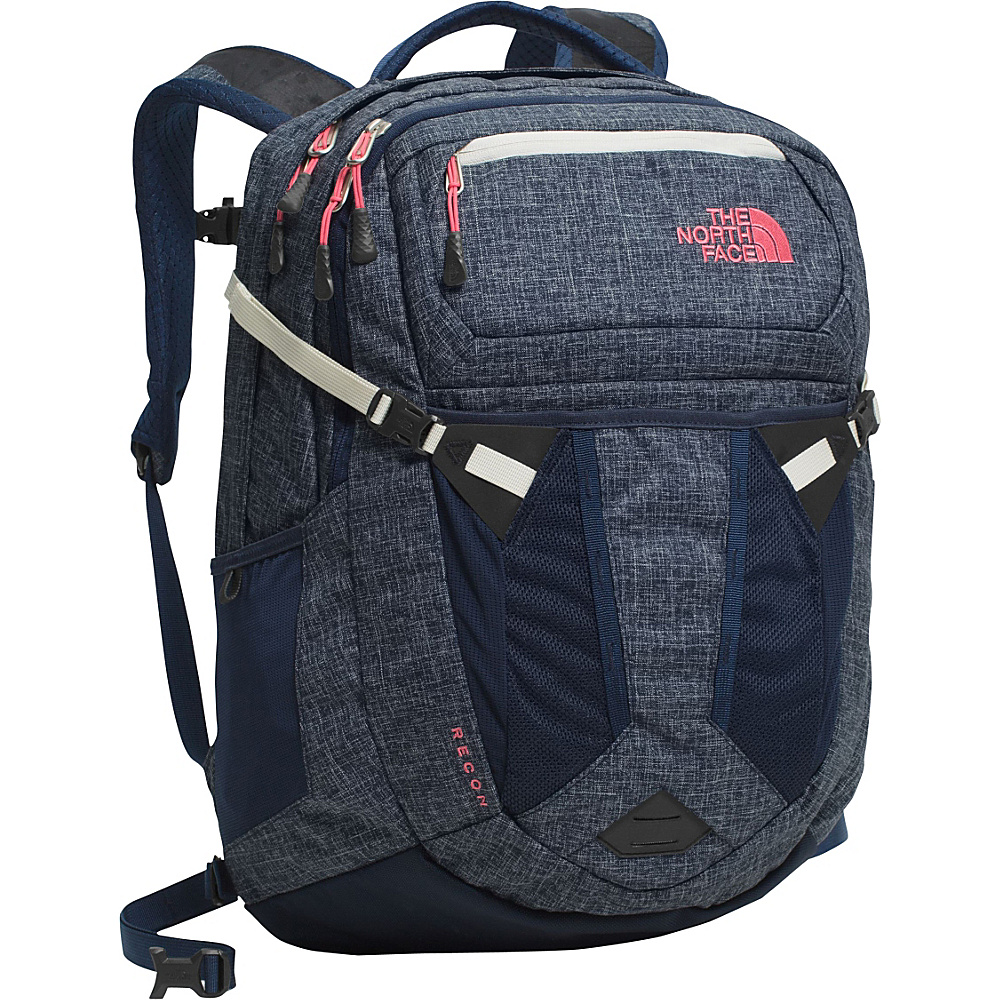 The North Face Women s Recon Laptop Backpack Cosmic Blue Heather Calypso Coral The North Face Business Laptop Backpacks