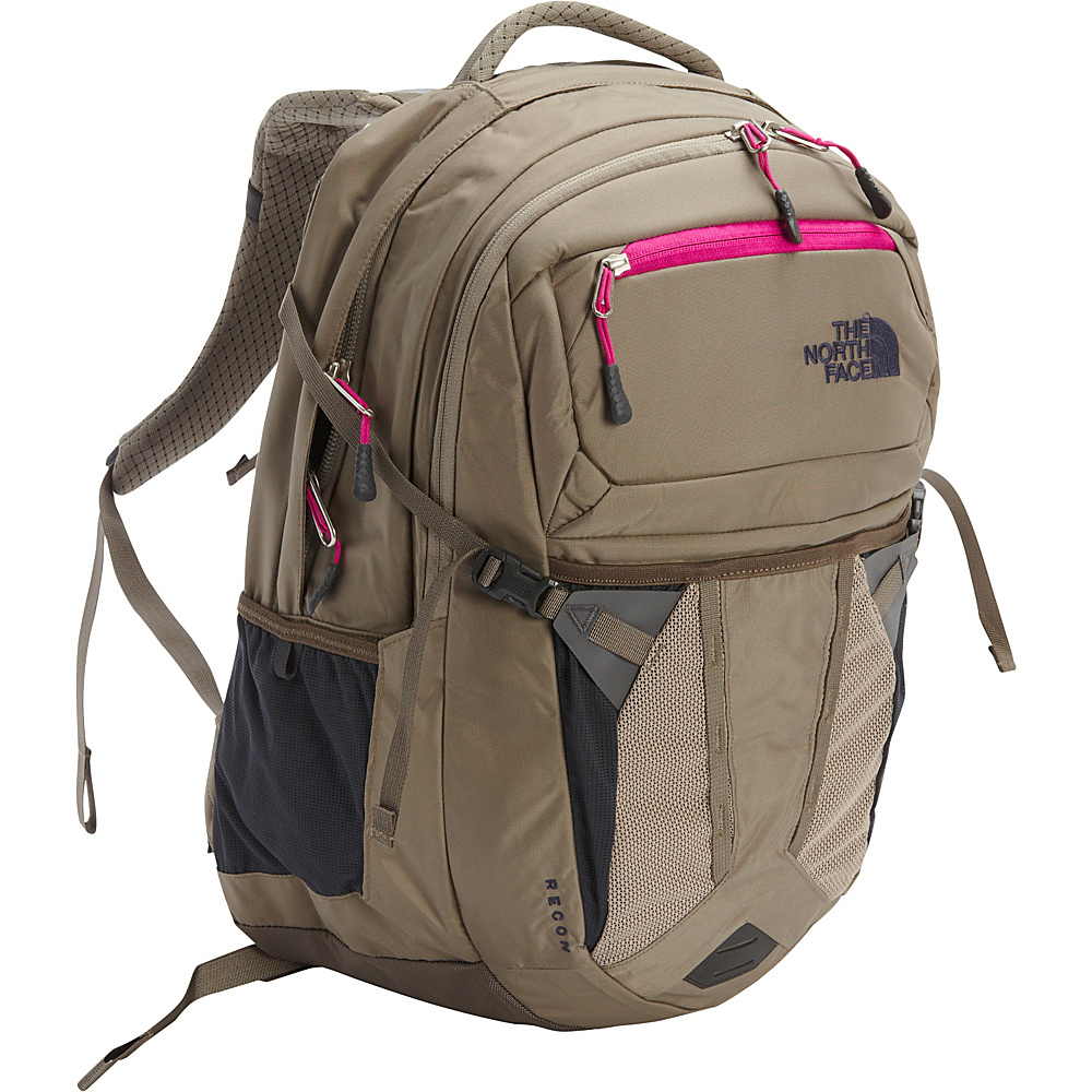 The North Face Women s Recon Laptop Backpack Brindle Brown Luminous Pink The North Face Laptop Backpacks