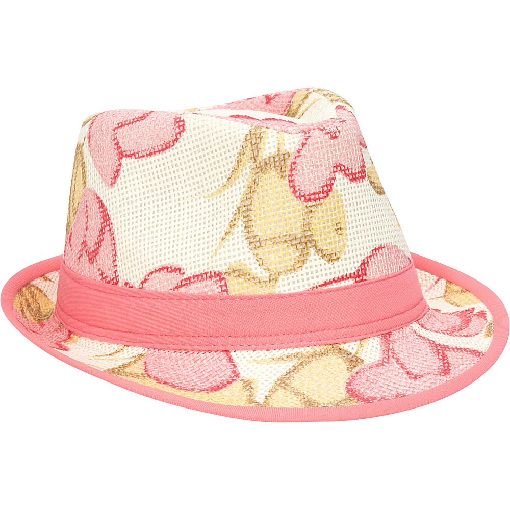 Magid Paper Straw Lined Flower Fedora Natural Fuchsia Magid Hats Gloves Scarves