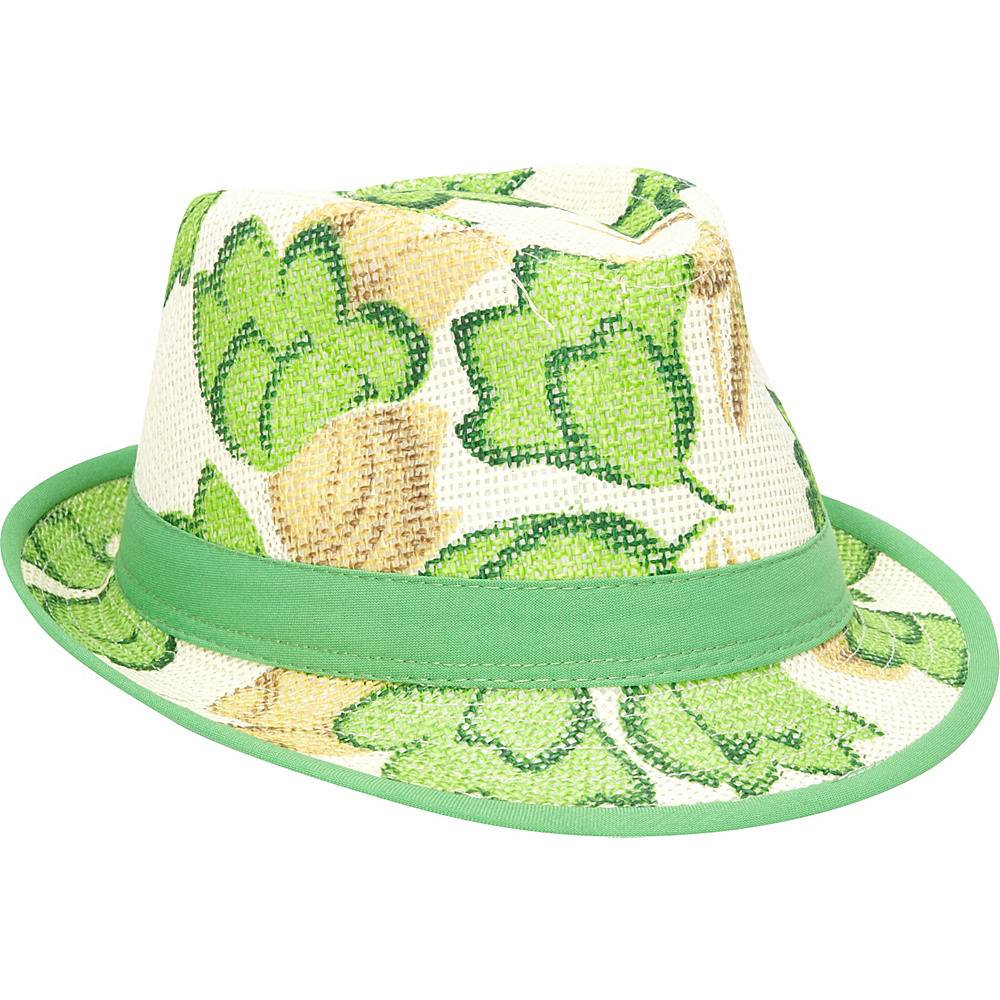 Magid Paper Straw Lined Flower Fedora Natural Green Magid Hats Gloves Scarves