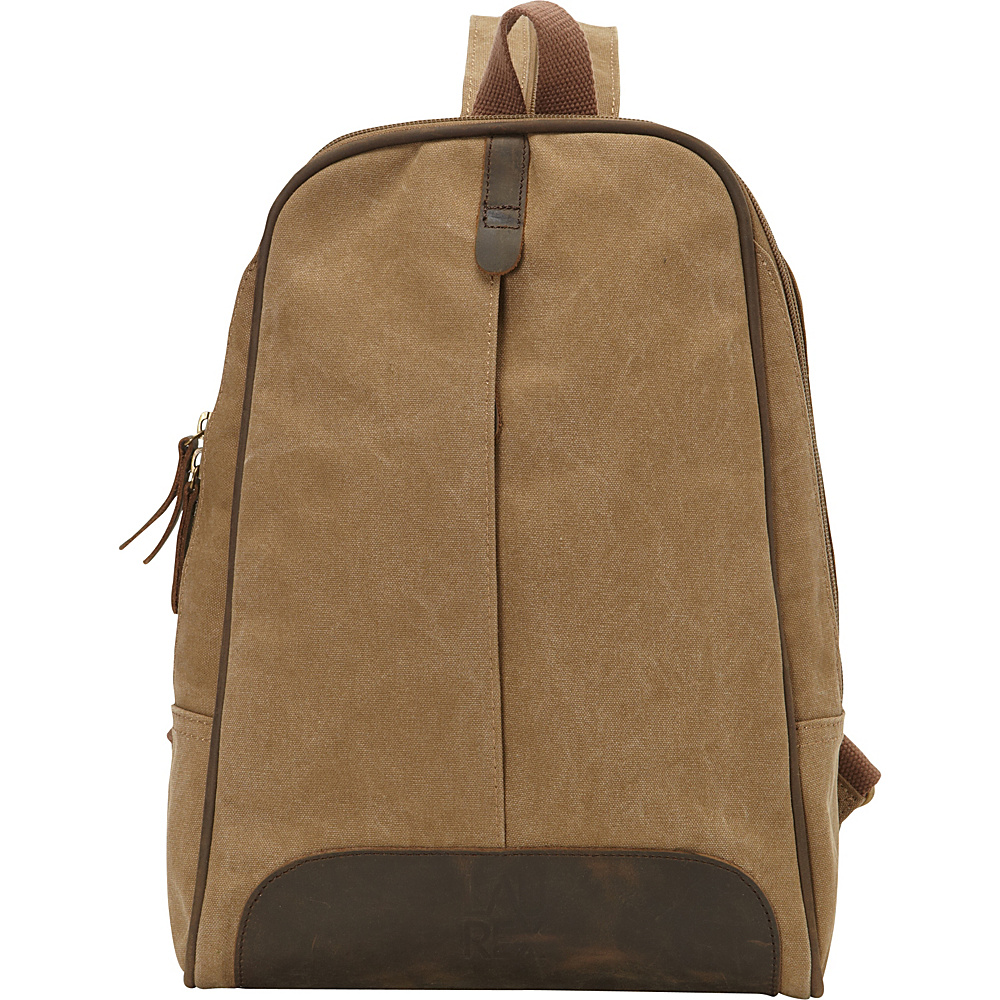 Laurex Canvas Sling Backpack with Leather Accents Khaki Laurex Fabric Handbags