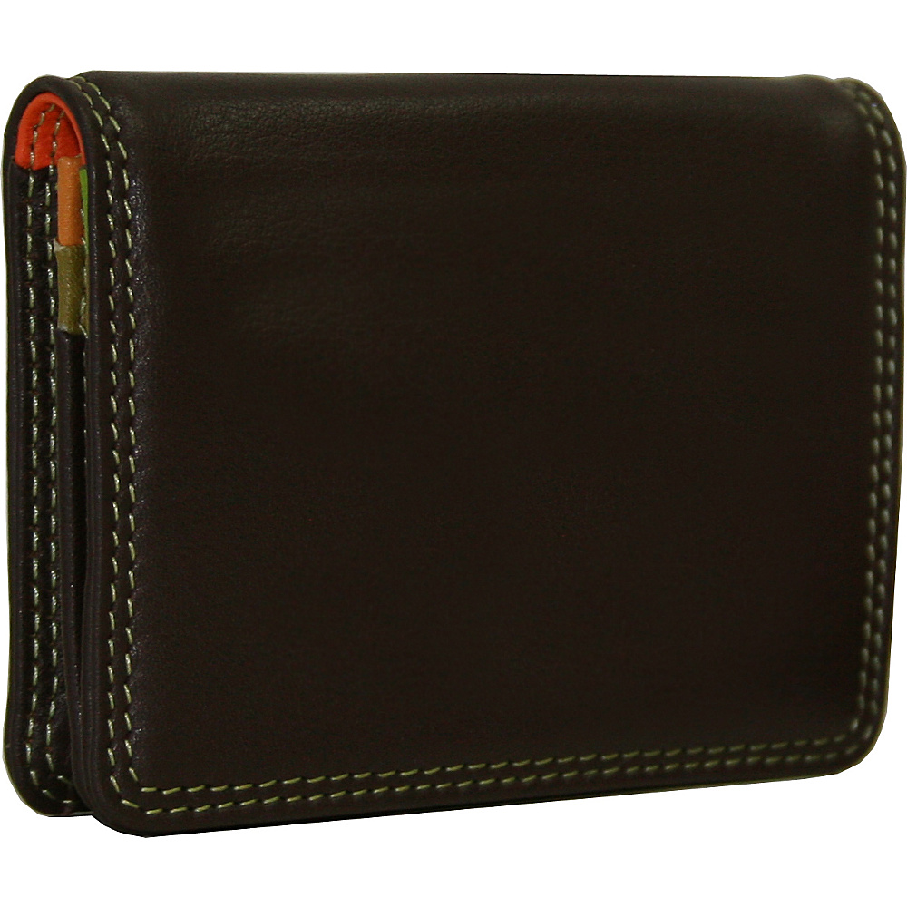 BelArno Leather Gusset Card Case with ID Window Brown Combination BelArno Women s Wallets