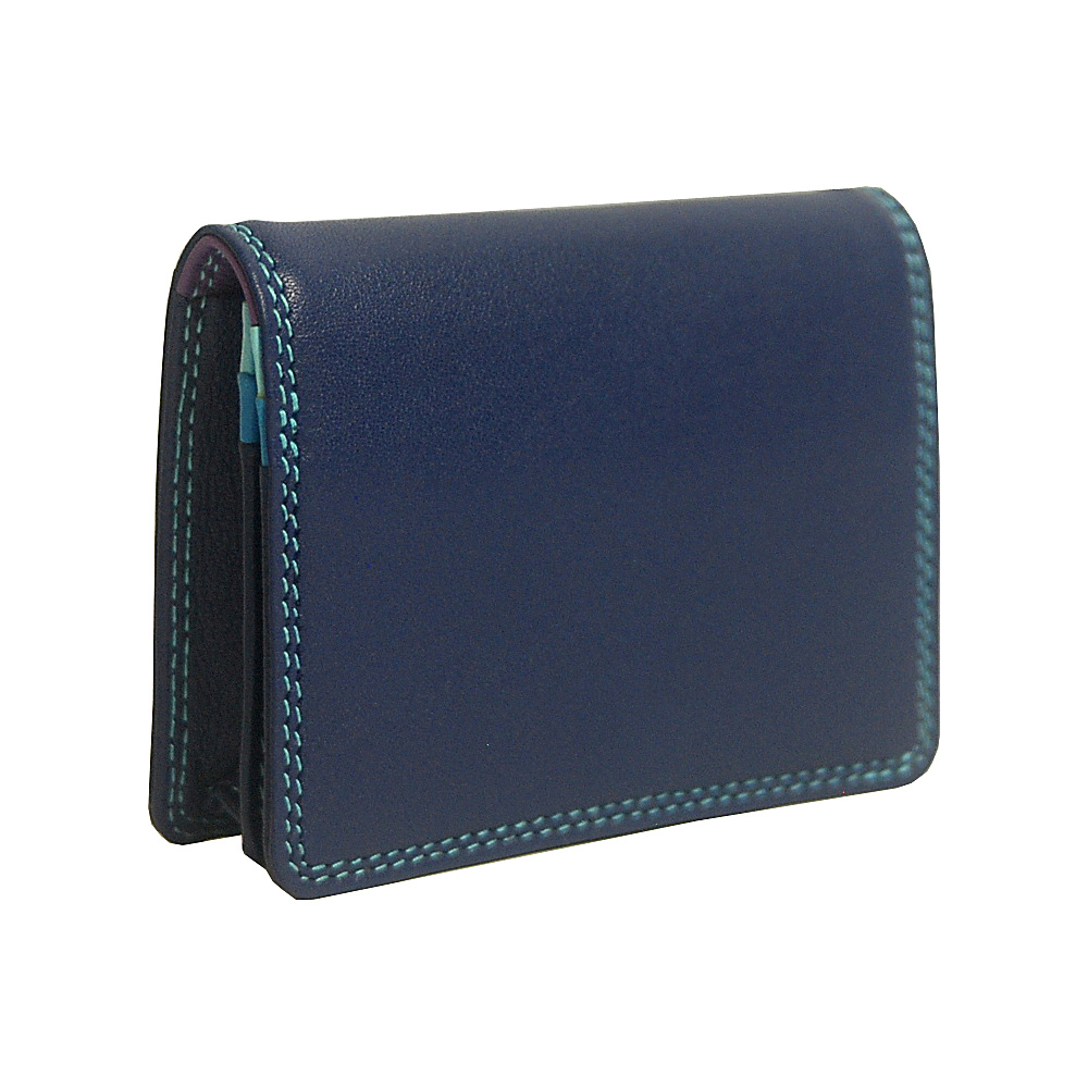 BelArno Leather Gusset Card Case with ID Window Blue Combination BelArno Women s Wallets