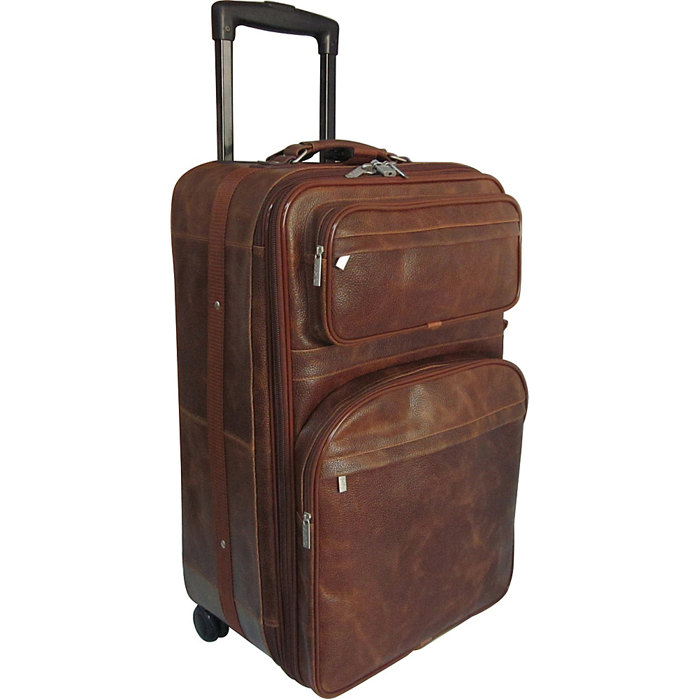AmeriLeather 25 Expandable Suitcase with Wheels Waxy Brown AmeriLeather Softside Checked