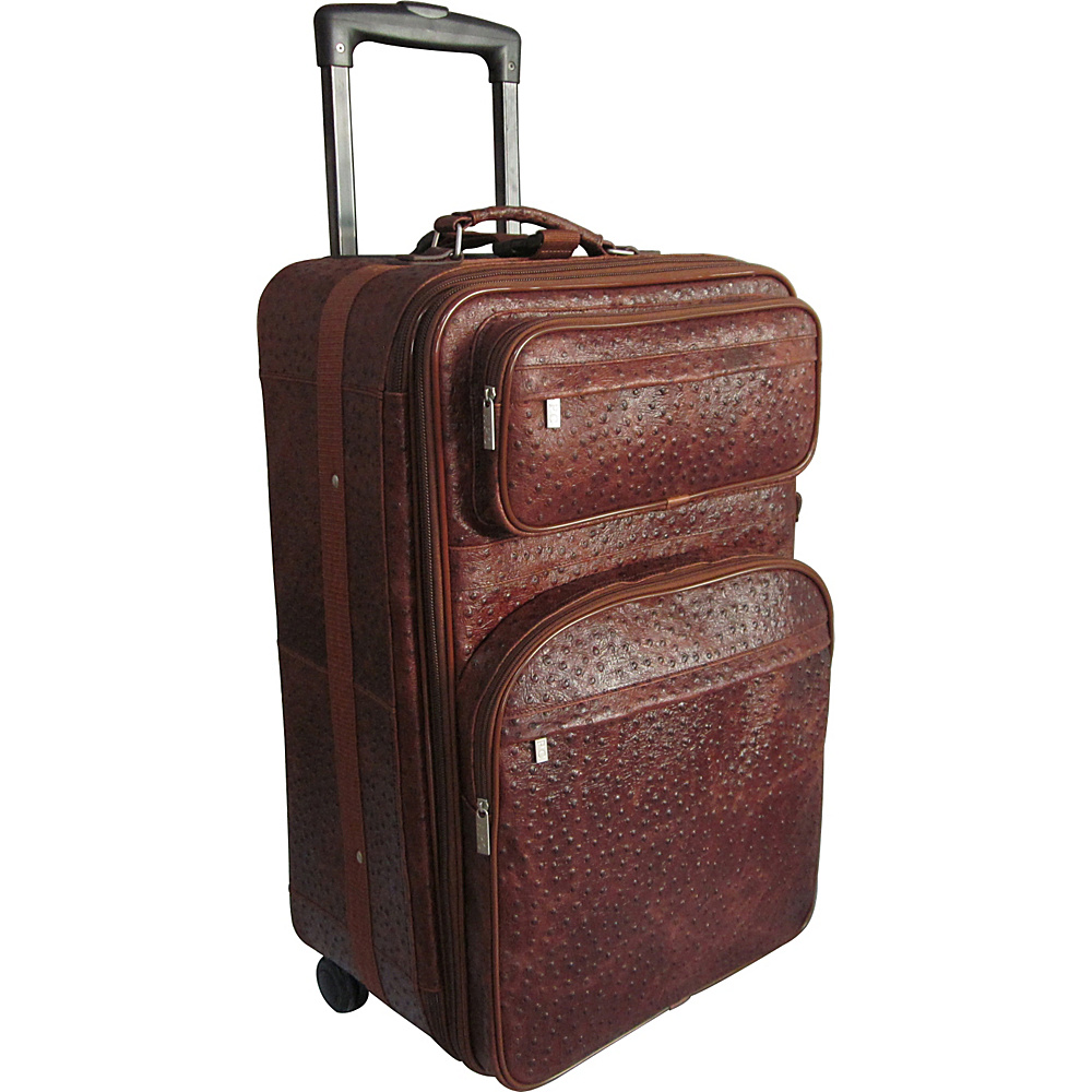 AmeriLeather 25 Expandable Suitcase with Wheels Brown Ostrich Print AmeriLeather Softside Checked