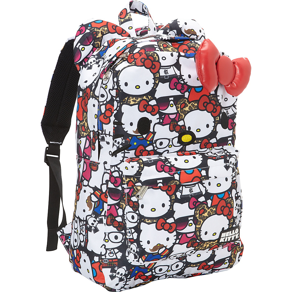 Loungefly Hello Kitty All Stars Print Face Backpack w Bow Black Multi Loungefly Everyday Backpacks