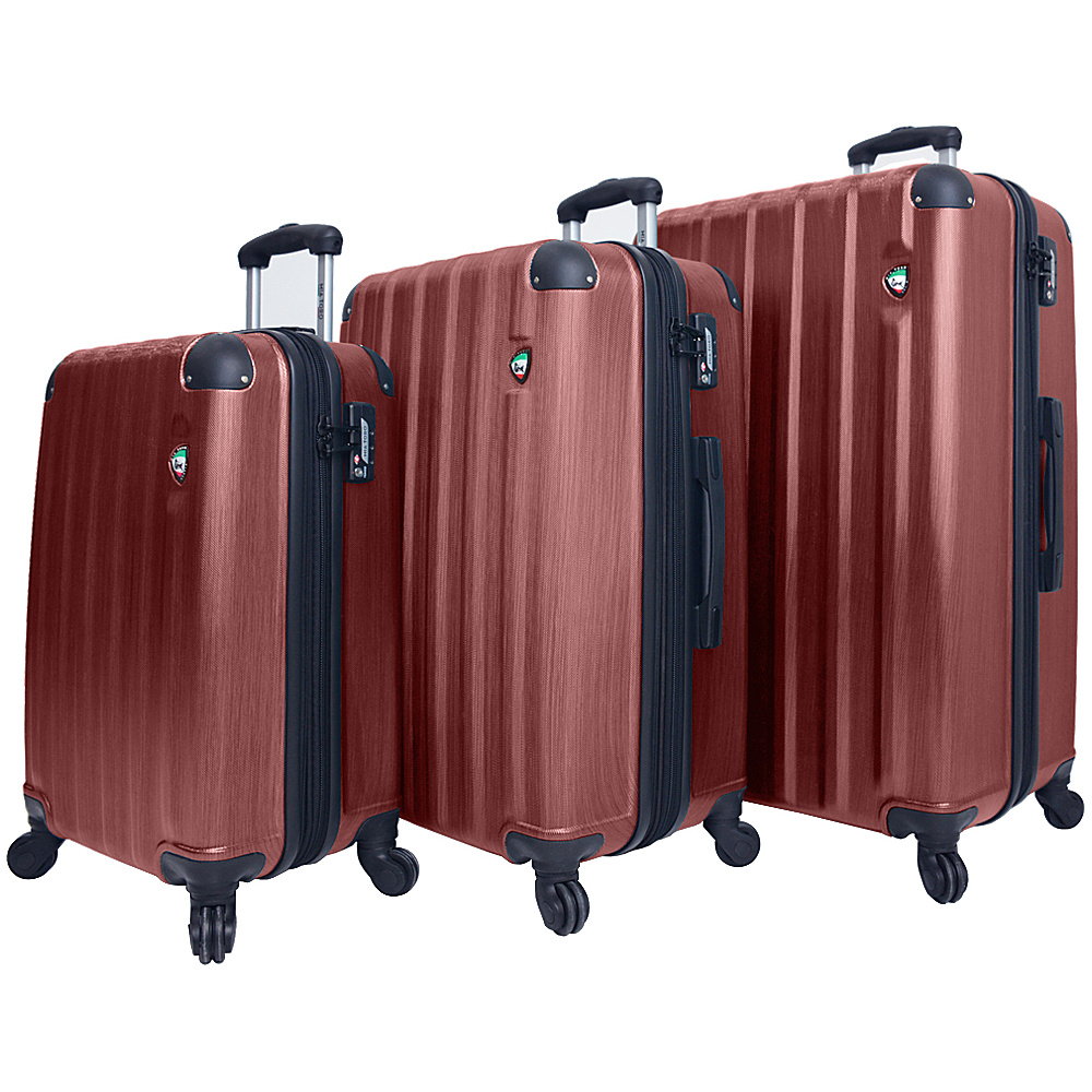 Mia Toro ITALY Lega Spazzolato Hardside Spinner 3PC Set Burgundy Mia Toro ITALY Luggage Sets