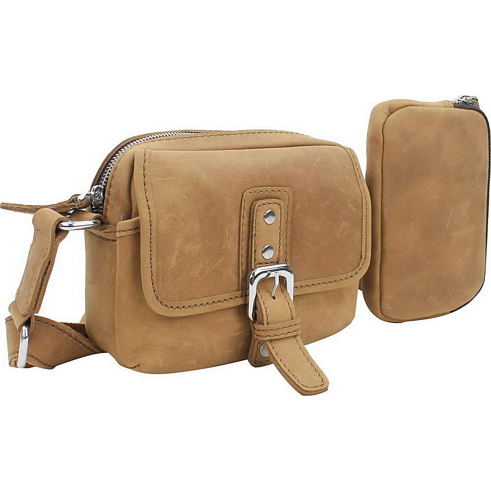 Vagabond Traveler 8 Leather Parent Child Shoulder Waist Bag Nature Brown Vagabond Traveler Leather Handbags