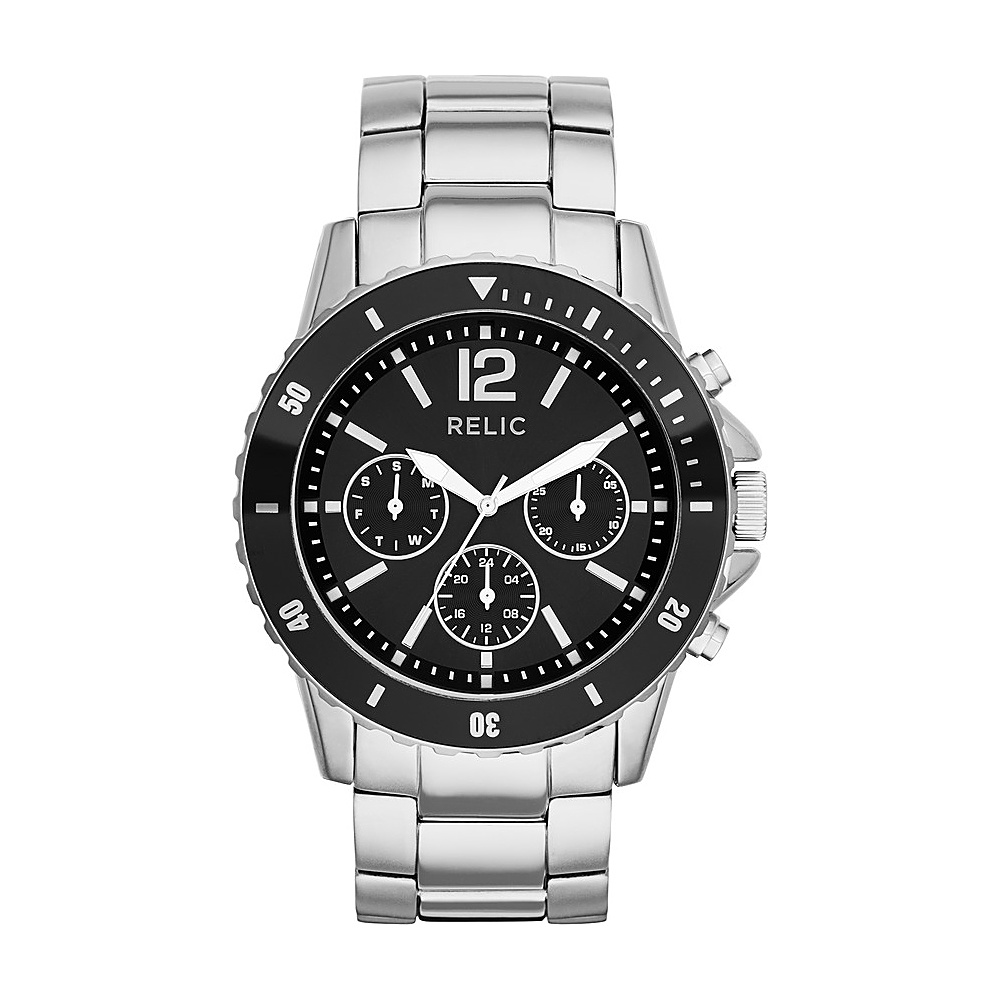 Relic Jaxton Multifunction Stainless Steel Watch Silver Black Relic Watches