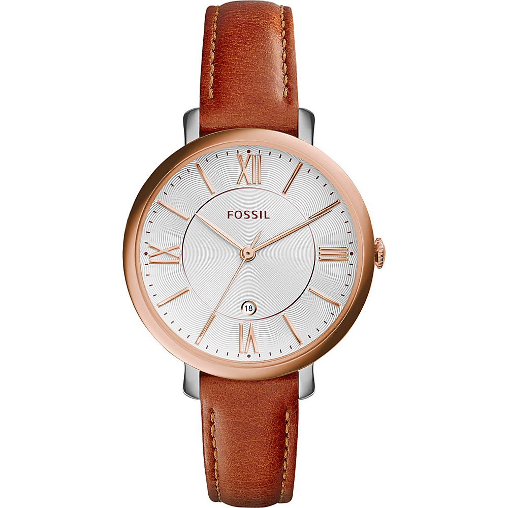 Fossil Jacqueline Three Hand Date Leather Watch Brown Fossil Watches