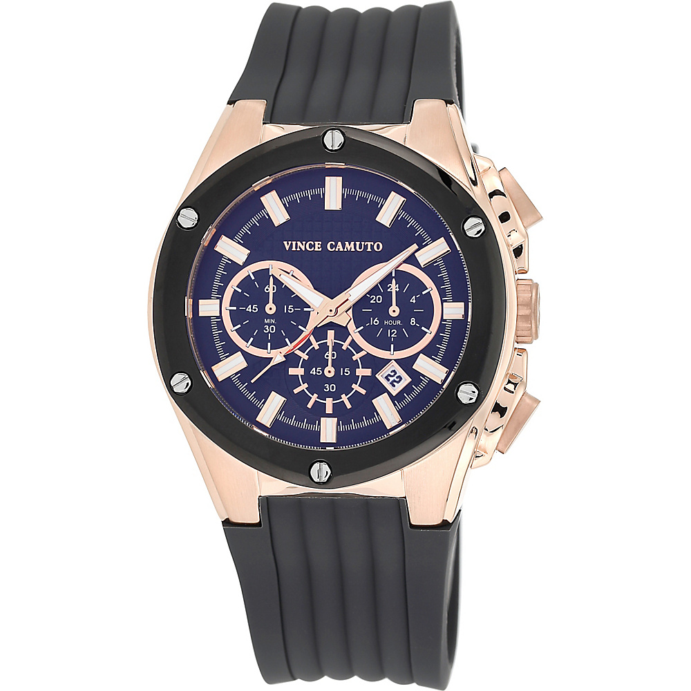 Vince Camuto Watches Multi Function Silicone Strap Watch Dark Grey Rose Gold Dark Grey Vince Camuto Watches Watches