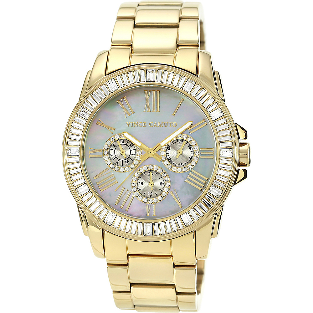 Vince Camuto Watches Pave Bezel Bracelet Watch Mother of Pearl Gold Gold Vince Camuto Watches Watches