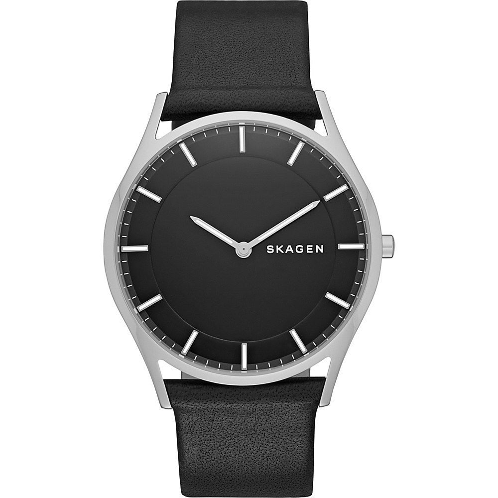 Skagen Holst Slim Leather Watch Black Skagen Watches