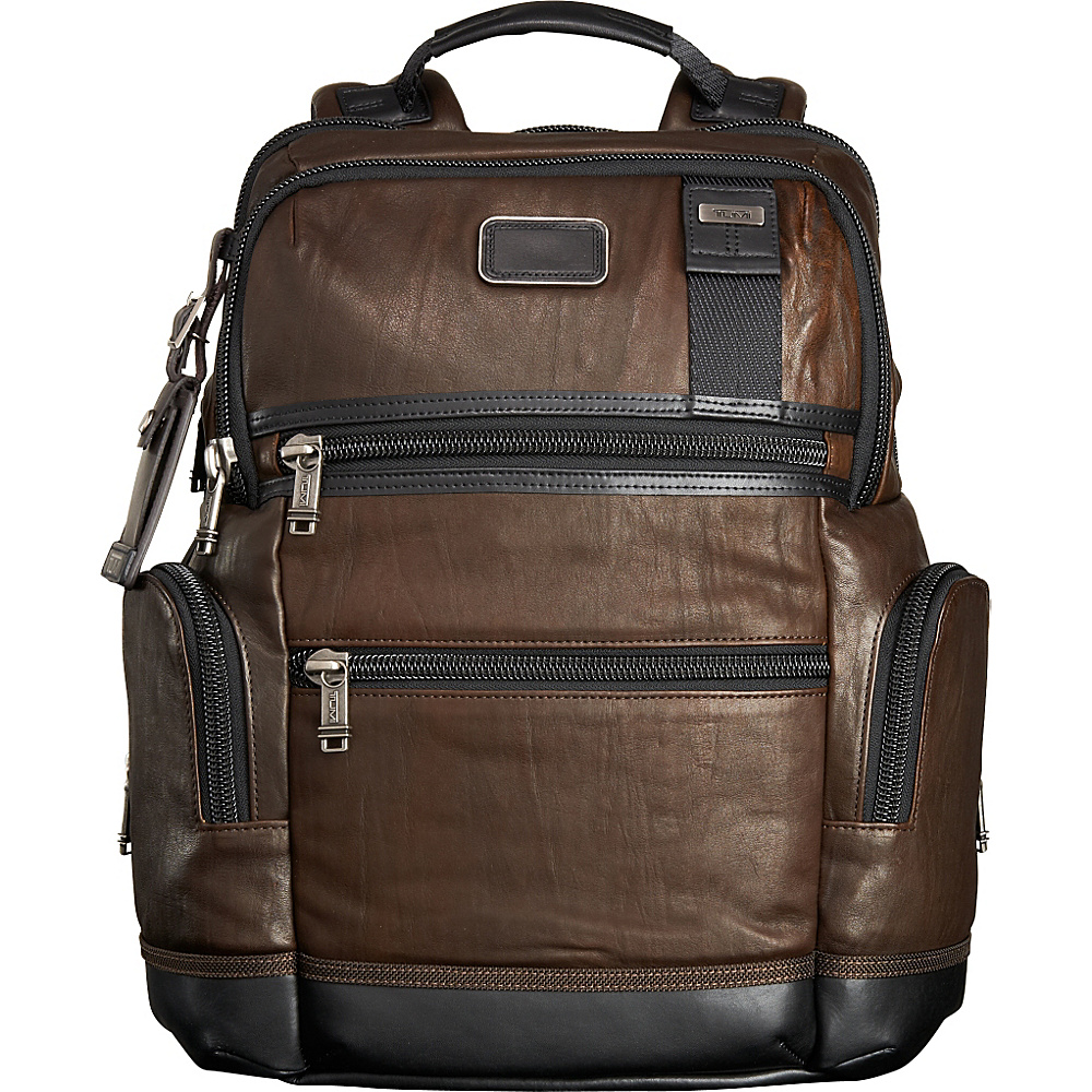 Tumi Alpha Bravo Knox Leather Backpack Dark Brown Tumi Business Laptop Backpacks