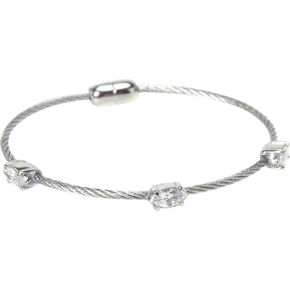 Samoe Rhodium Marquis Crystal Cable Bracelet Rhodium Samoe Jewelry