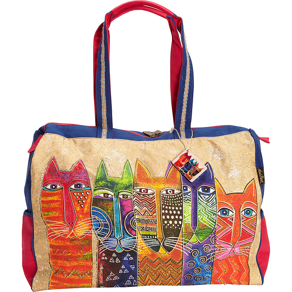 Laurel Burch Long Neck Cats Travel bag Multi Laurel Burch Fabric Handbags