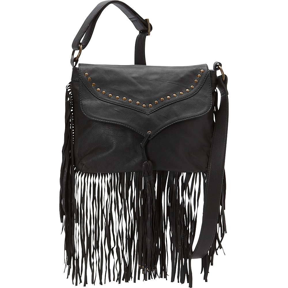 Scully Soft Leather Fringe Crossbody Black Scully Leather Handbags