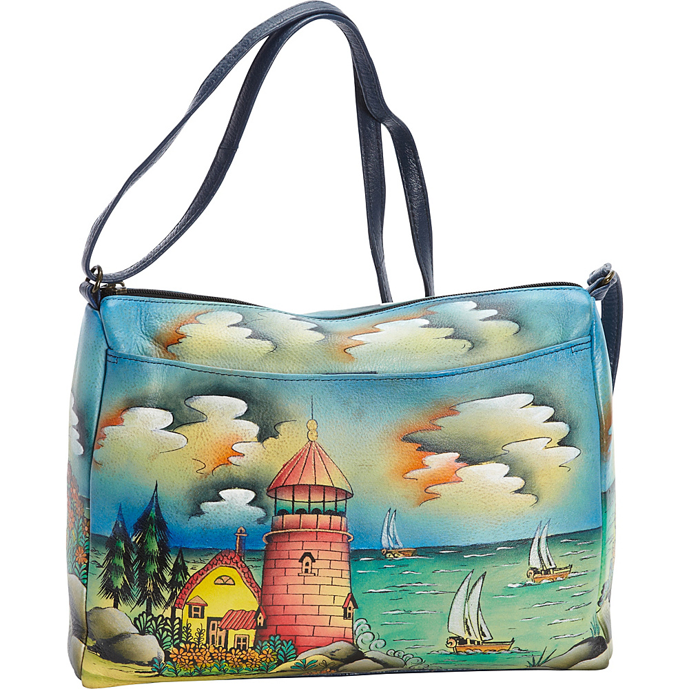 ANNA by Anuschka Hand Painted Medium E W Shoulder Bag Lighthouse ANNA by Anuschka Leather Handbags