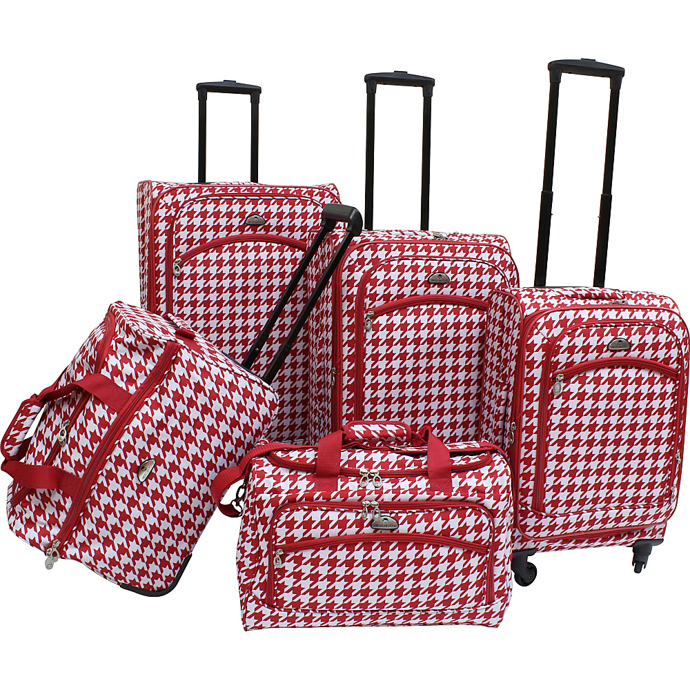 American Flyer Houndstooth 5pc Spinner Set Red American Flyer Luggage Sets