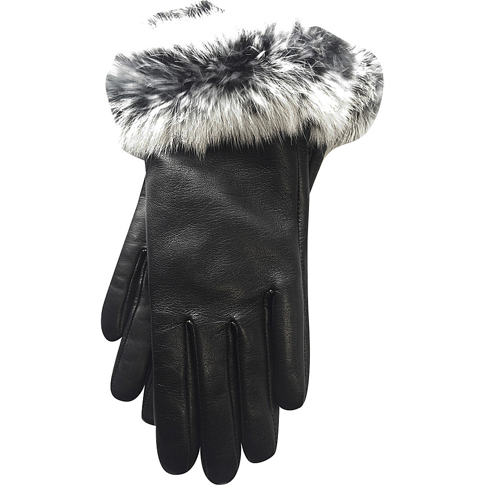 Tanners Avenue Napa Leather Gloves with Fur Trim Black White Large Tanners Avenue Hats Gloves Scarves
