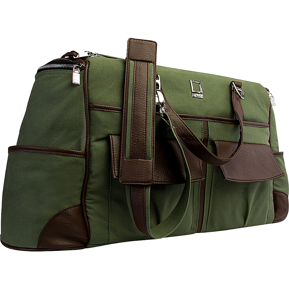 Lencca Alpaque Duffel Carry on Traveler s Bag Forest Green Espresso Brown Lencca Travel Duffels