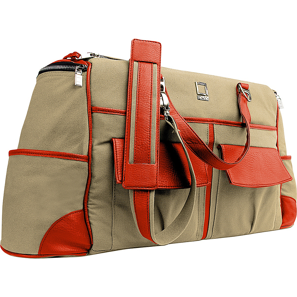 Lencca Alpaque Duffel Carry on Traveler s Bag Raw Beige Orange Lencca Travel Duffels