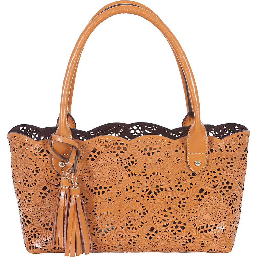 BUCO Small Leather Lace Tote Cognac BUCO Leather Handbags