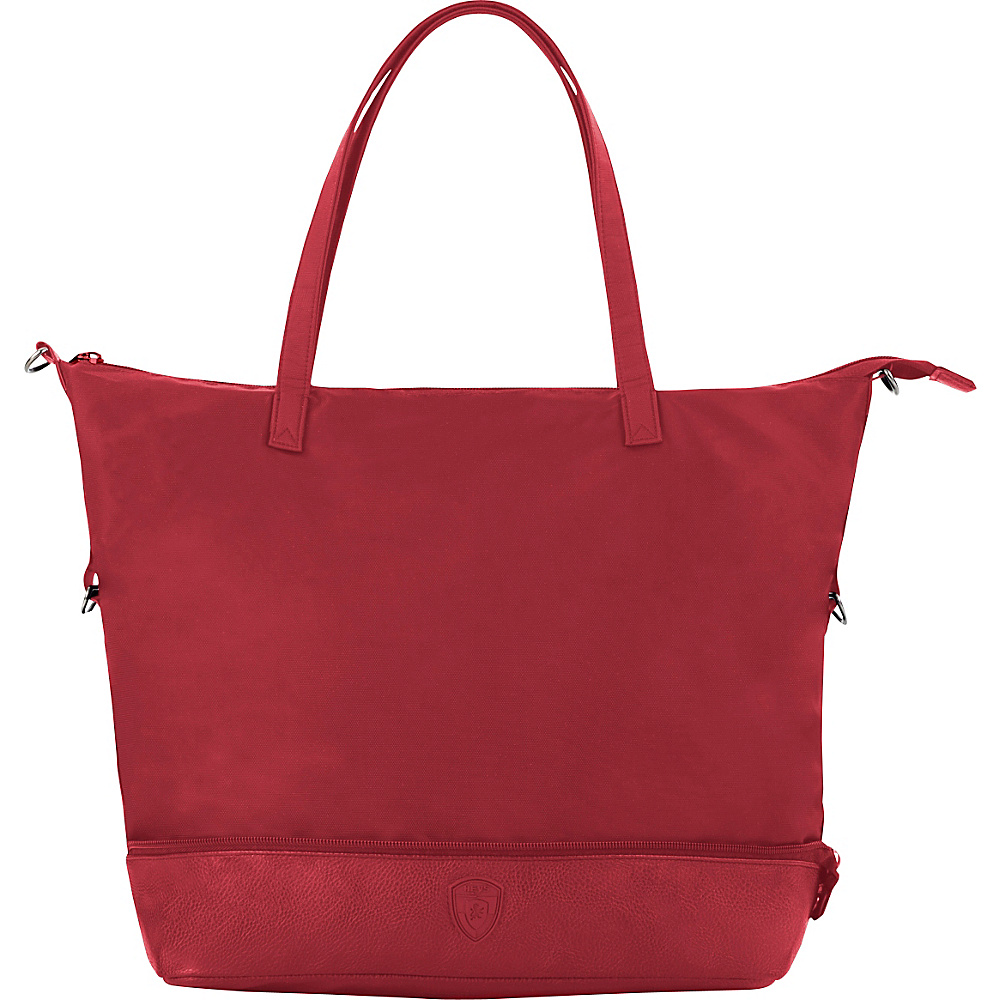 Heys America Zip Packaway Tote RED GREY Heys America Fabric Handbags