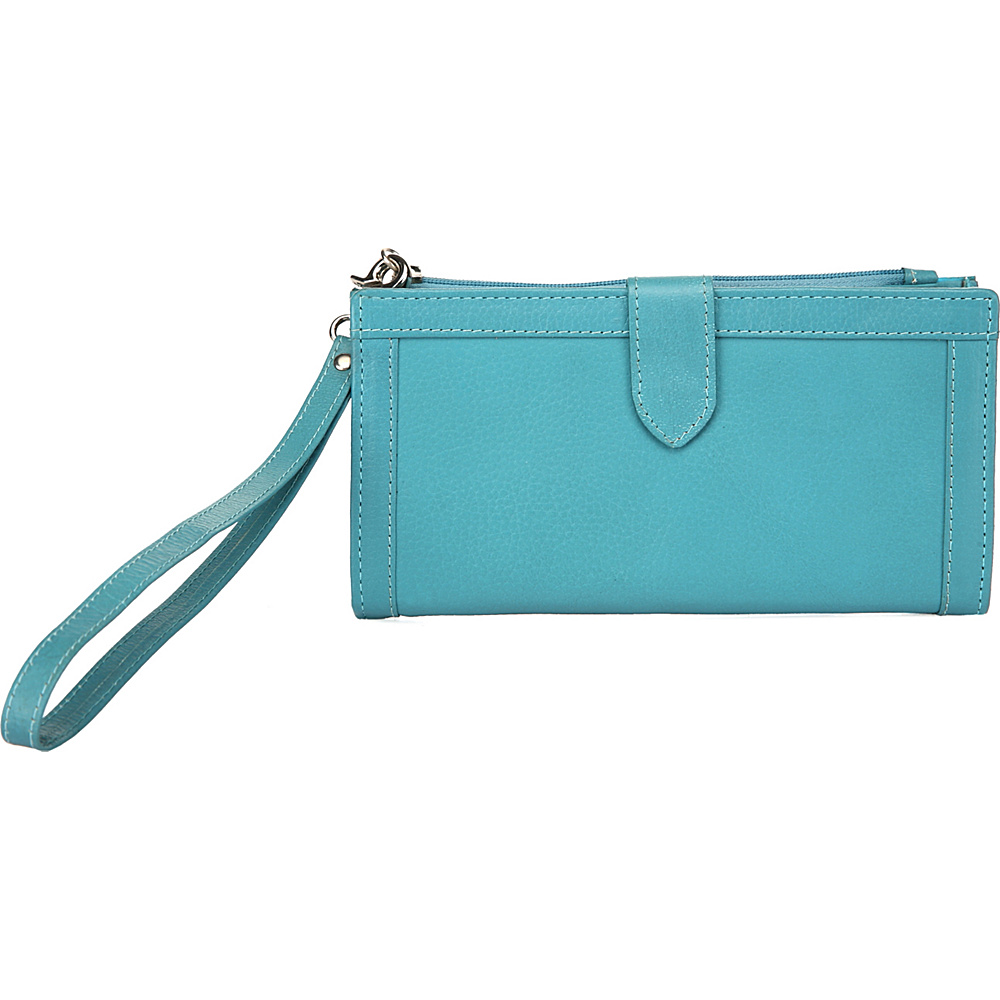 Ann Shelby Evonne Ladies Leather Wallet Wristlet Turquoise Ann Shelby Ladies Small Wallets