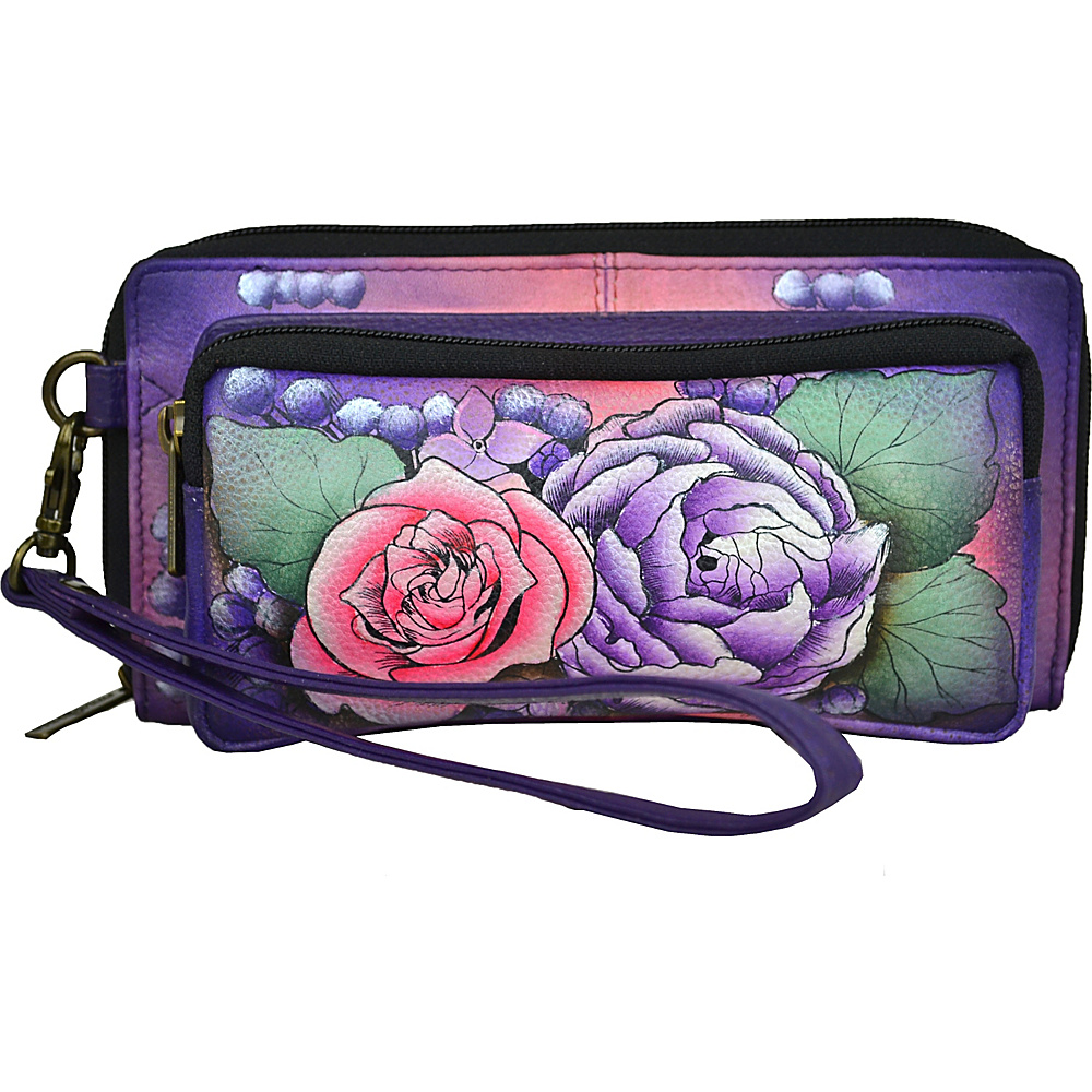 Anuschka Hand Painted Leather Zip Around Clutch Wallet with RFID Blocking Lush Lilac Anuschka Women s Wallets
