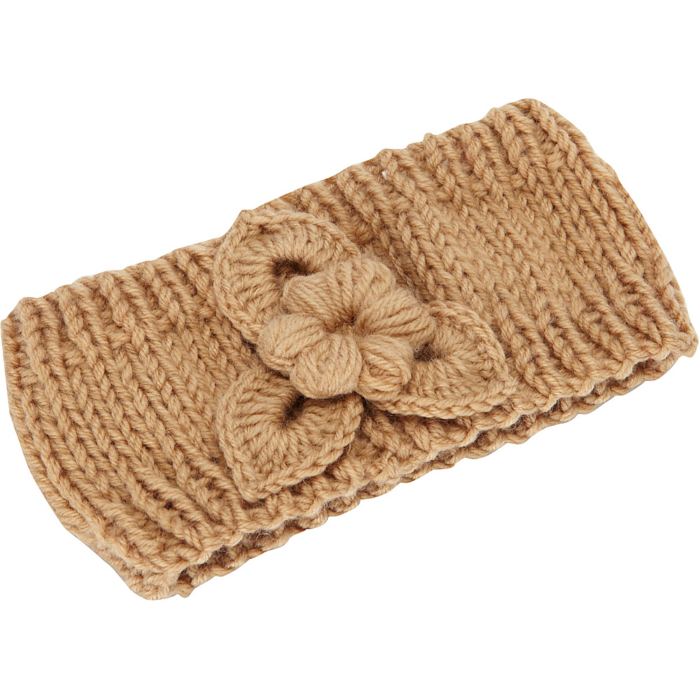 Magid Knit Flower and Leaf Headwrap Camel Magid Hats Gloves Scarves