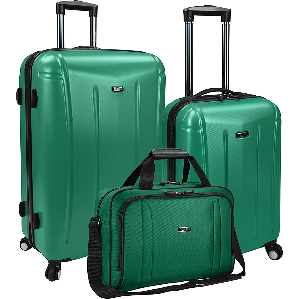 U.S. Traveler 3 Piece Spinner and Boarding Bag Luggage Set Green U.S. Traveler Luggage Sets