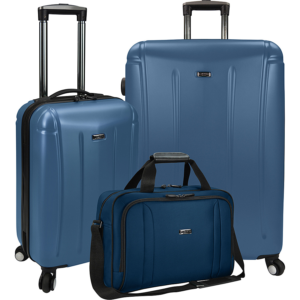 U.S. Traveler 3 Piece Spinner and Boarding Bag Luggage Set Blue U.S. Traveler Luggage Sets
