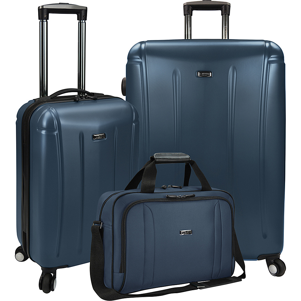U.S. Traveler 3 Piece Spinner and Boarding Bag Luggage Set Navy U.S. Traveler Luggage Sets