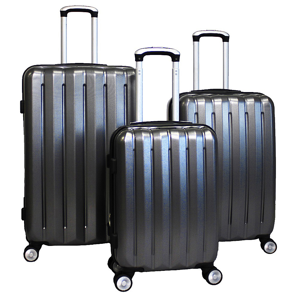 World Traveler Oxford 3 piece Lightweight Spinner Luggage Grey World Traveler Luggage Sets